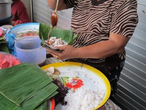these looked so good!! sticky rice, coconut, caramel sauce